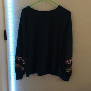 Green and floral long sleeve shirt
